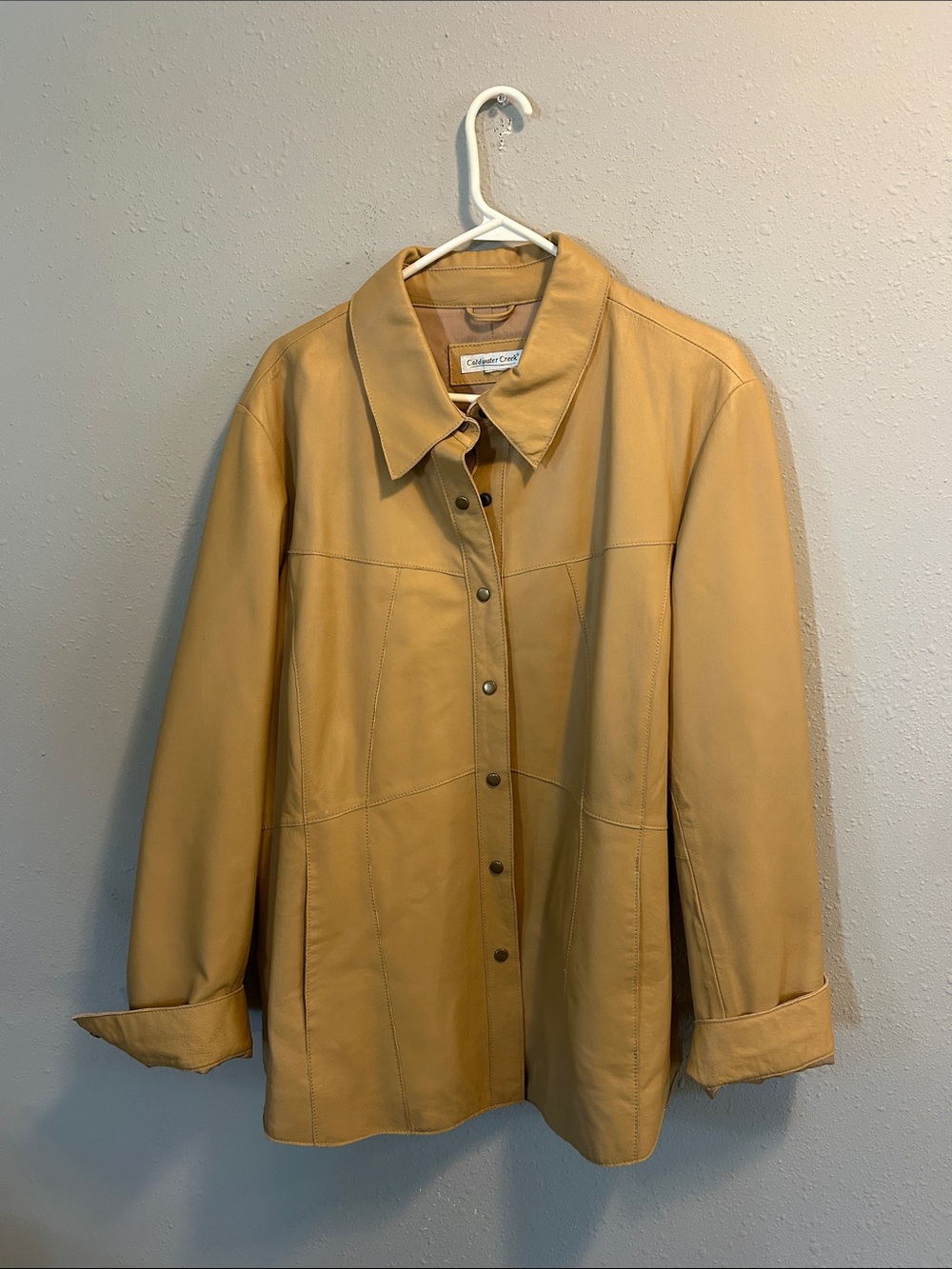 Vintage Coldwater Creek Tan Leather Snap-Front Jacket